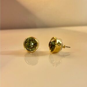 Madewell Gold and Green Bezel Stud Earrings